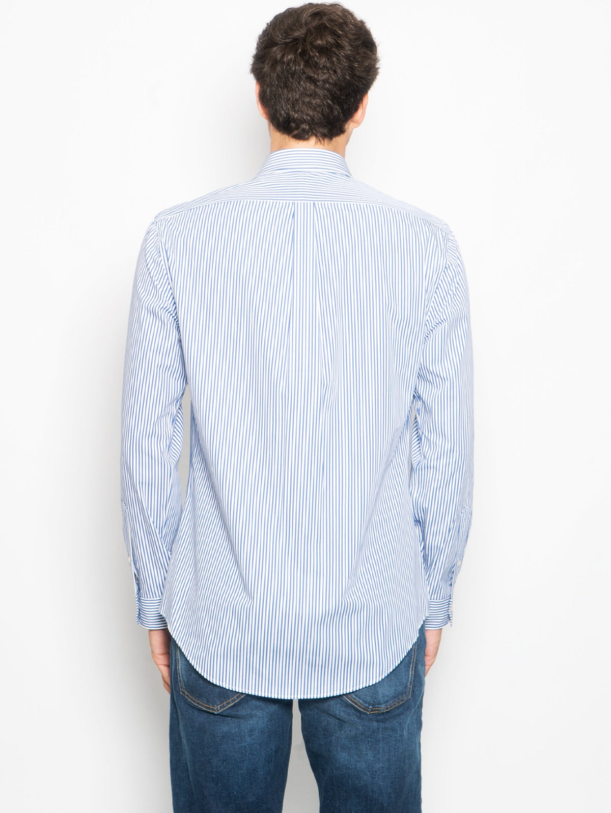 2026 New Arrival Camicia in Popeline Stretch Slim Fit Bianco/Blu