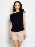 2026 New Arrival Top a Costine con Scollo a Barchetta Nero