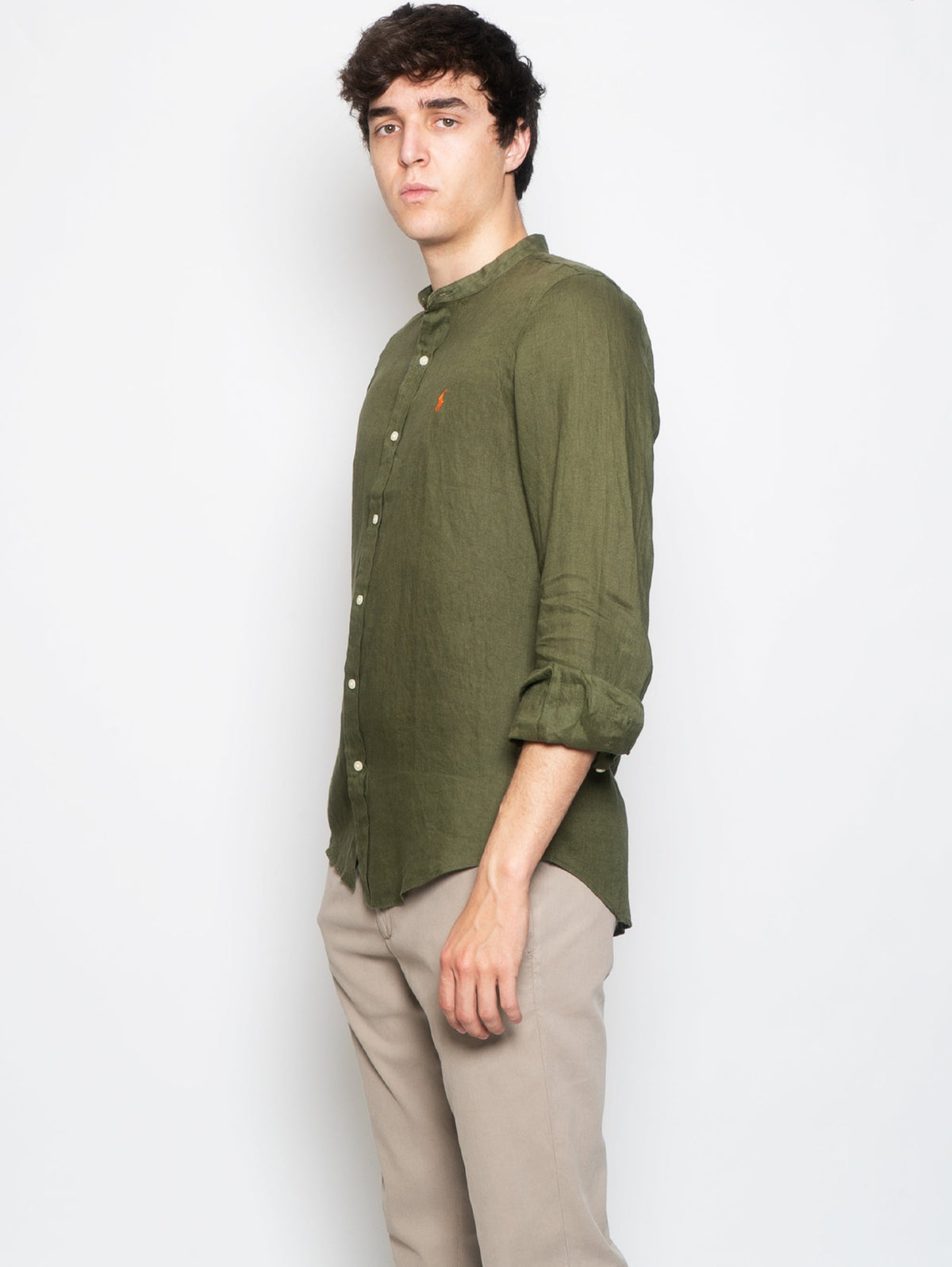 2026 New Arrival Camicia in Lino Collo Coreano Verde