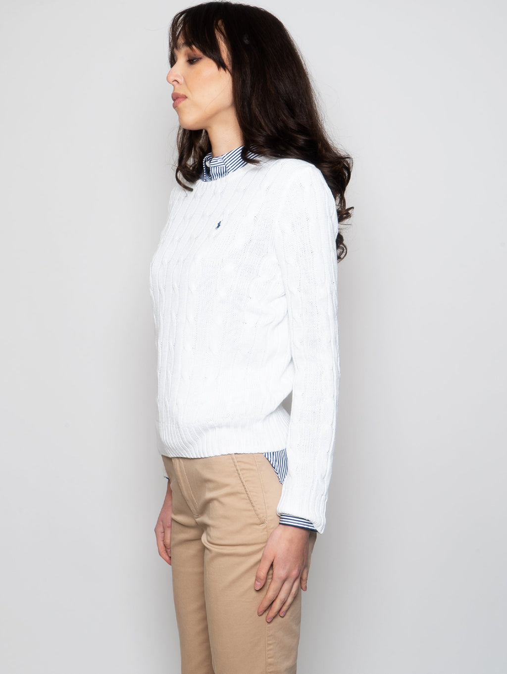 2026 New Arrival Maglia a Trecce in Cotone Bianco