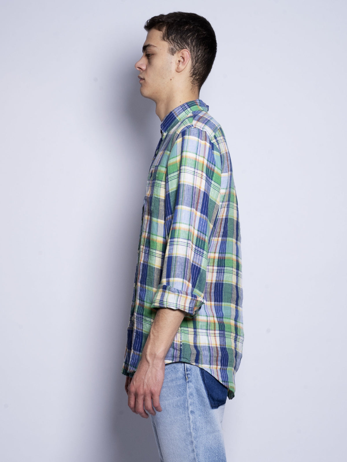 2026 New Arrival Camicia in Madras in Lino Multicolor