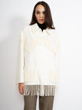 2026 New Arrival Overshirt in Lana con Frange Panna