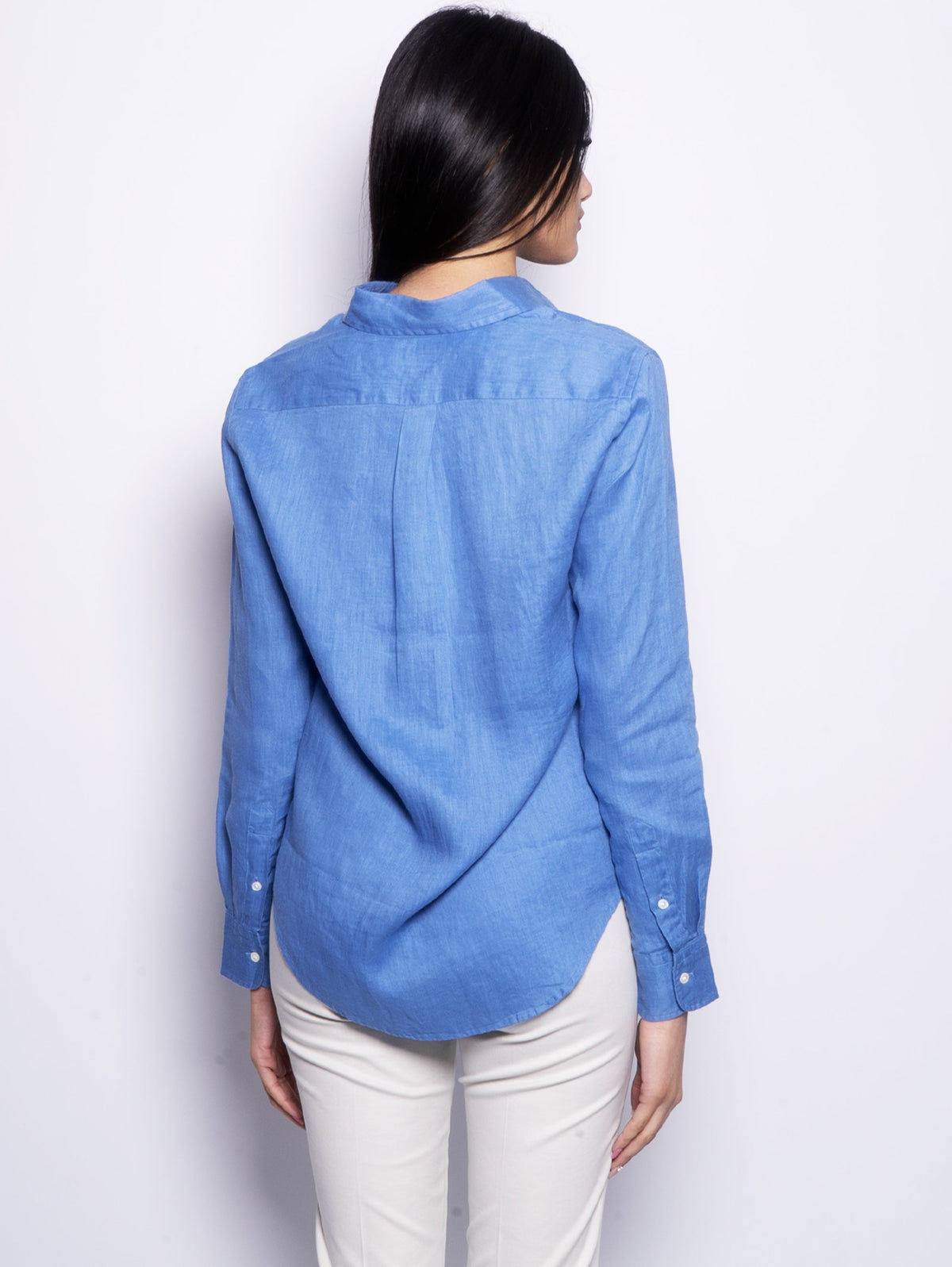 2026 New Arrival Camicia in Lino Over Blu Medio