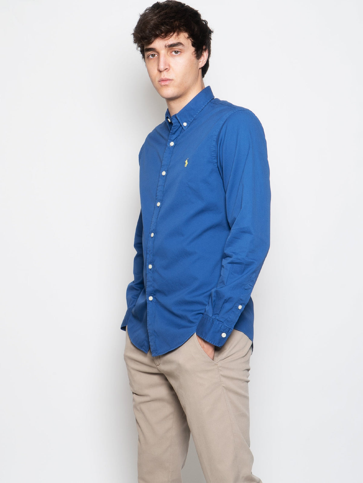 2026 New Arrival Camicia Slim Fit in Twill di Cotone Blu Royal