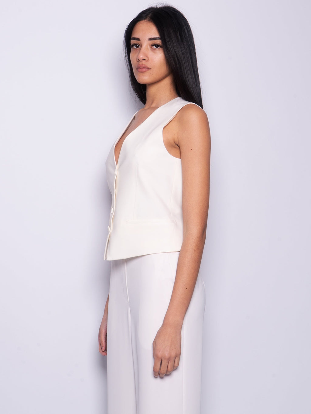 2026 New Arrival Gilet con Scollo a V Panna