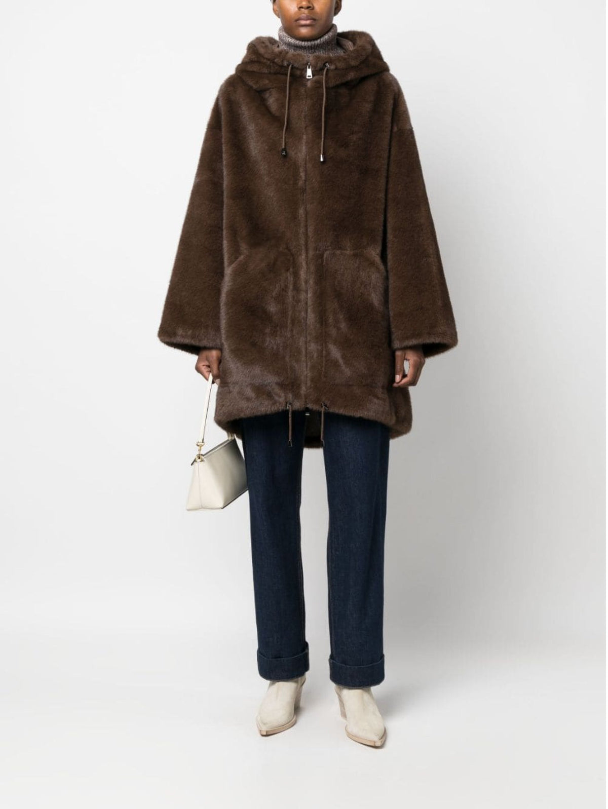 2026 New Arrival Parka con Cappuccio in Eco Pelliccia Visone