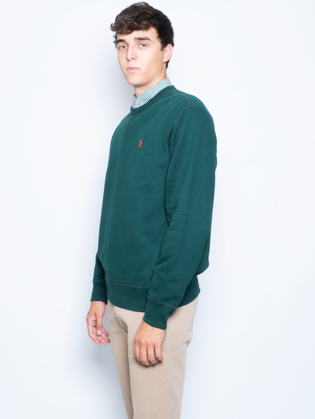 2026 New Arrival Felpa Girocollo con Inserto a V Verde