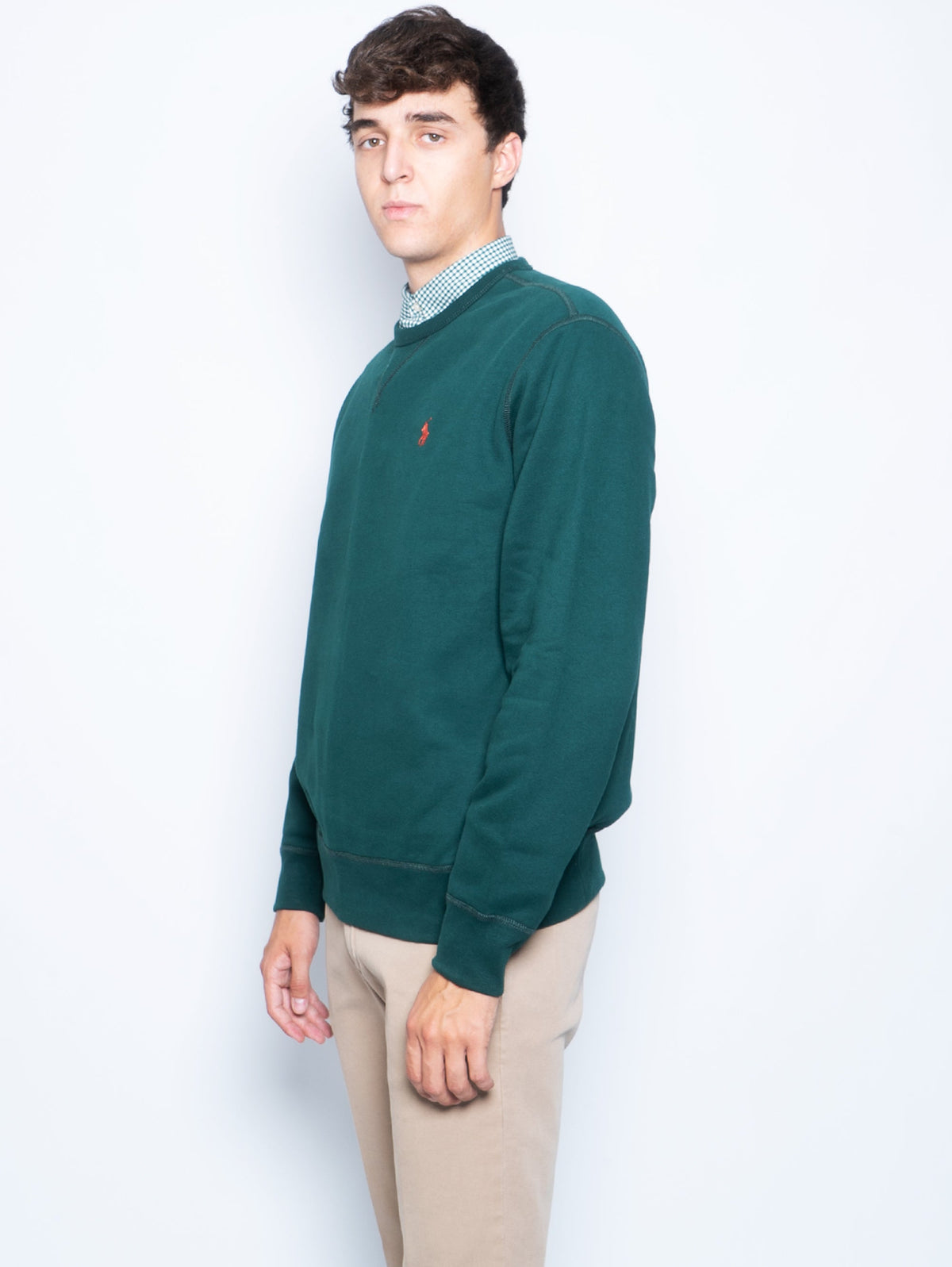 2026 New Arrival Felpa Girocollo con Inserto a V Verde