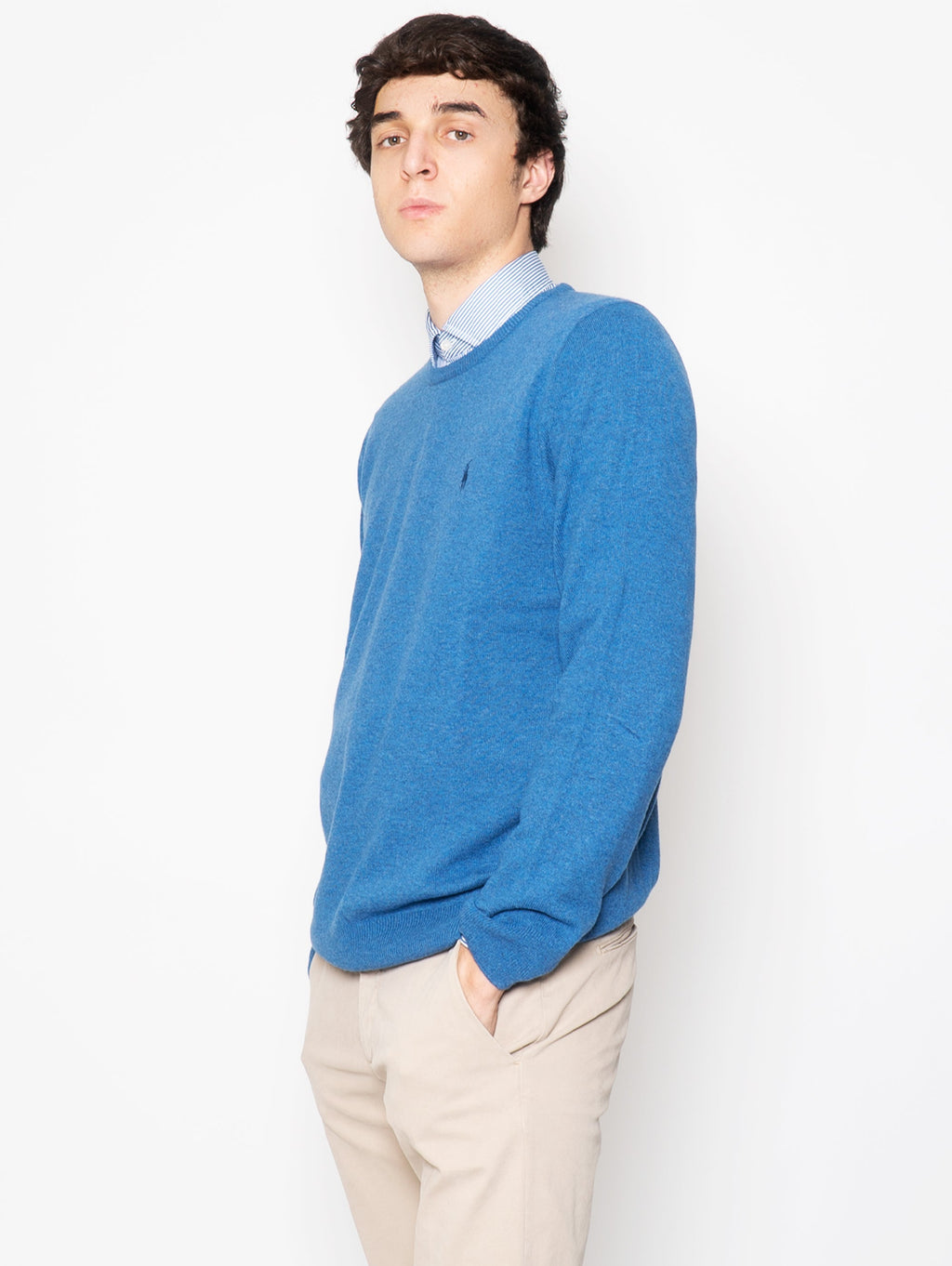 2026 New Arrival Maglia Girocollo in Lana Blu Chiaro