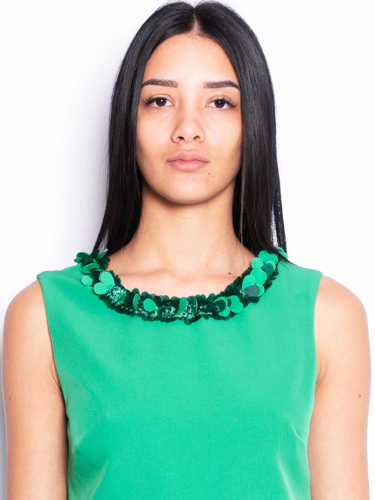 2026 New Arrival Abito Corto con Scollo Tondo in Paillettes Verde