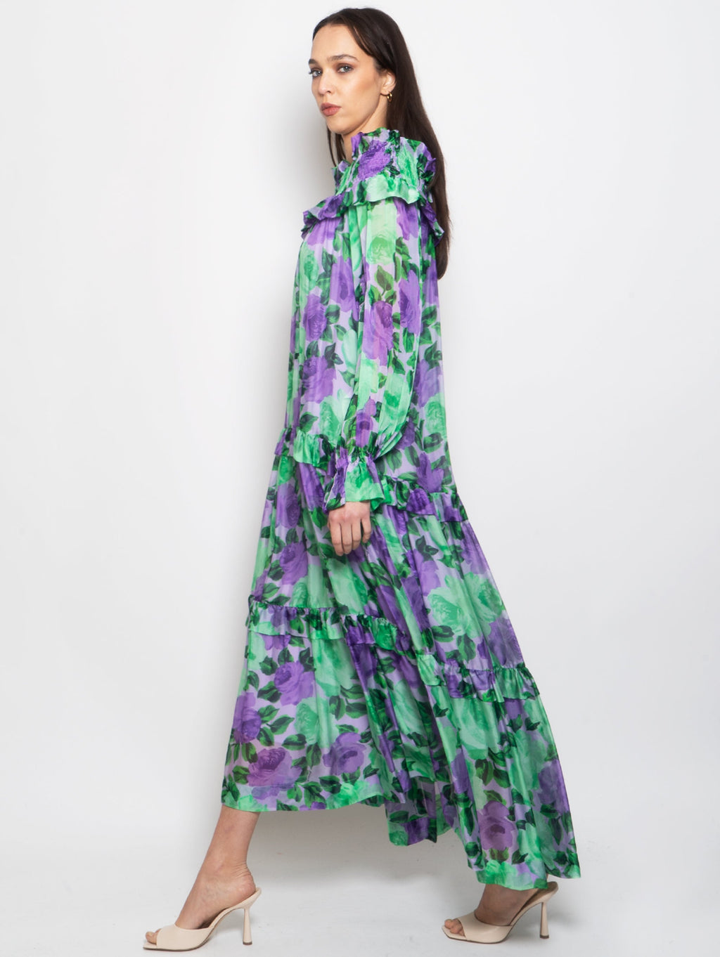 2026 New Arrival Abito in Seta Floreale Verde