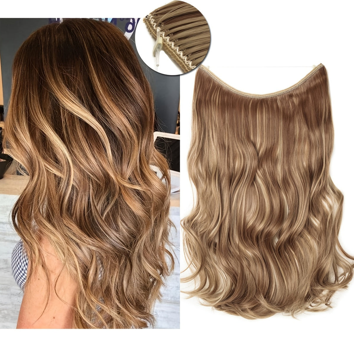 Great sales Hair Extensions Invisible Hair Extensions Secret Hidden Wire Long Curly Hair Pieces For Women Synthetic