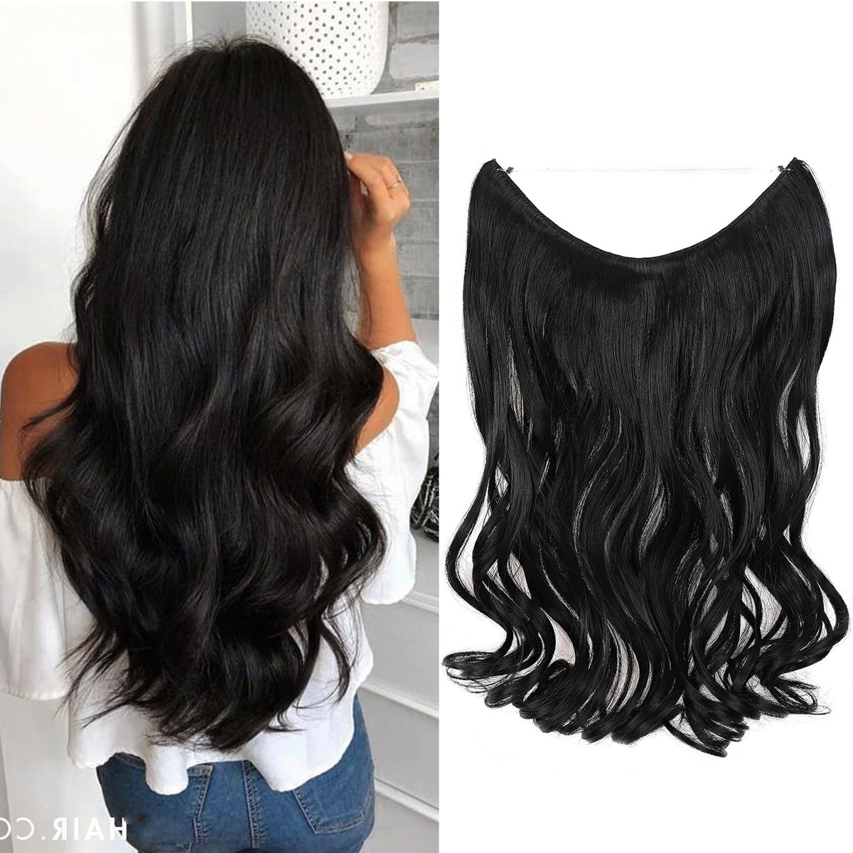 Great sales Hair Extensions Invisible Hair Extensions Secret Hidden Wire Long Curly Hair Pieces For Women Synthetic