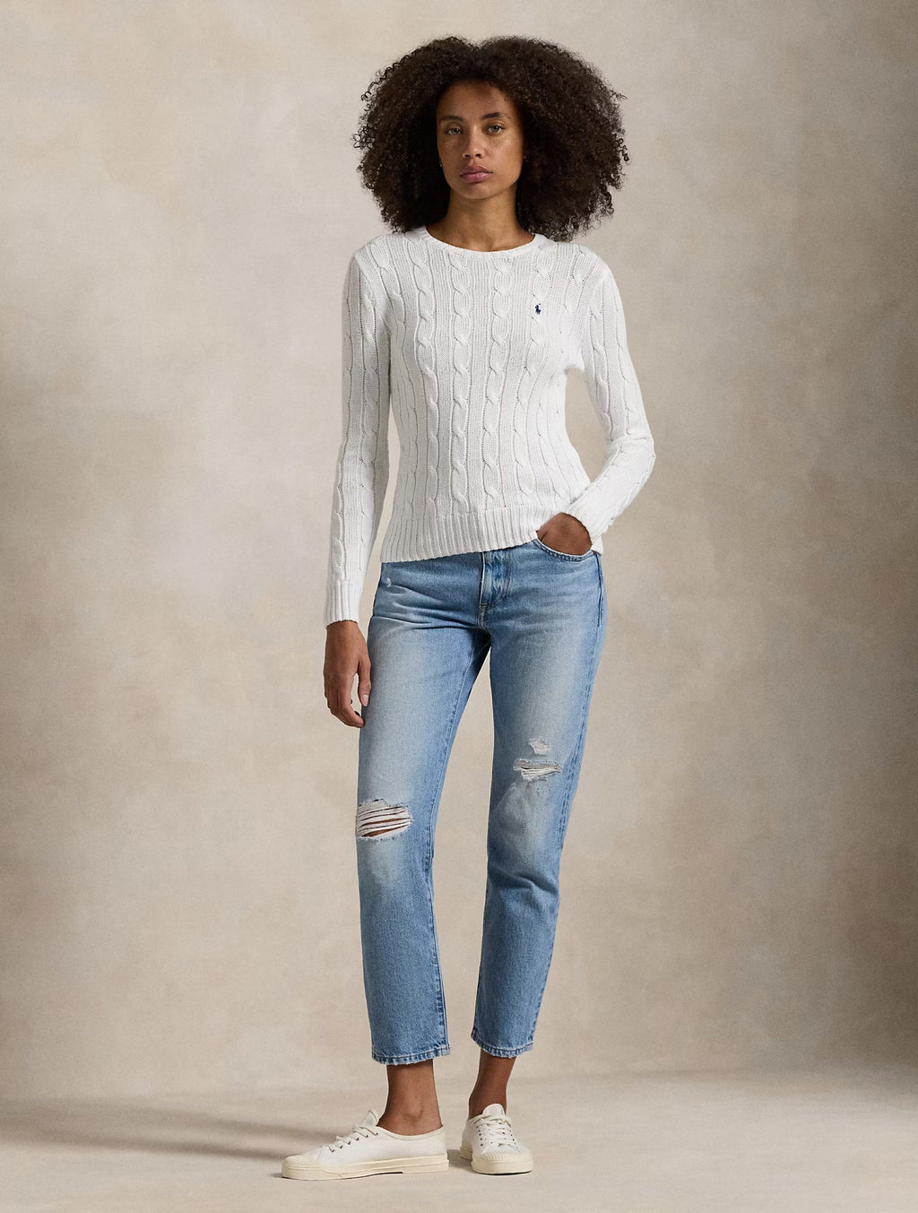 2026 New Arrival Maglia a Trecce in Cotone Bianco