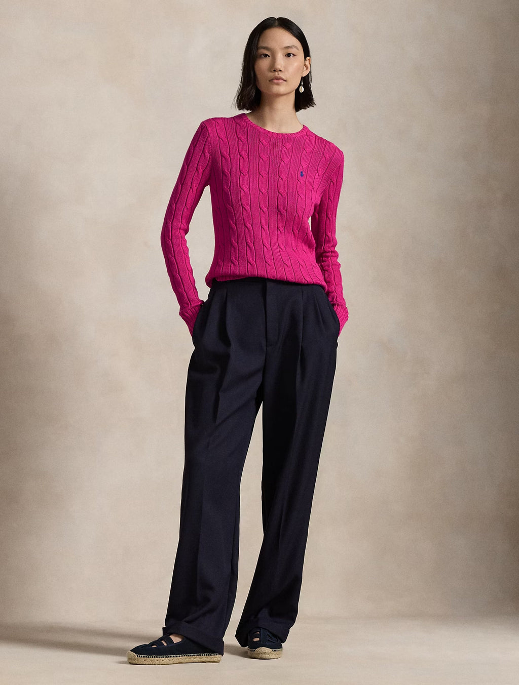 2026 New Arrival Maglia a Trecce in Cotone Fucsia