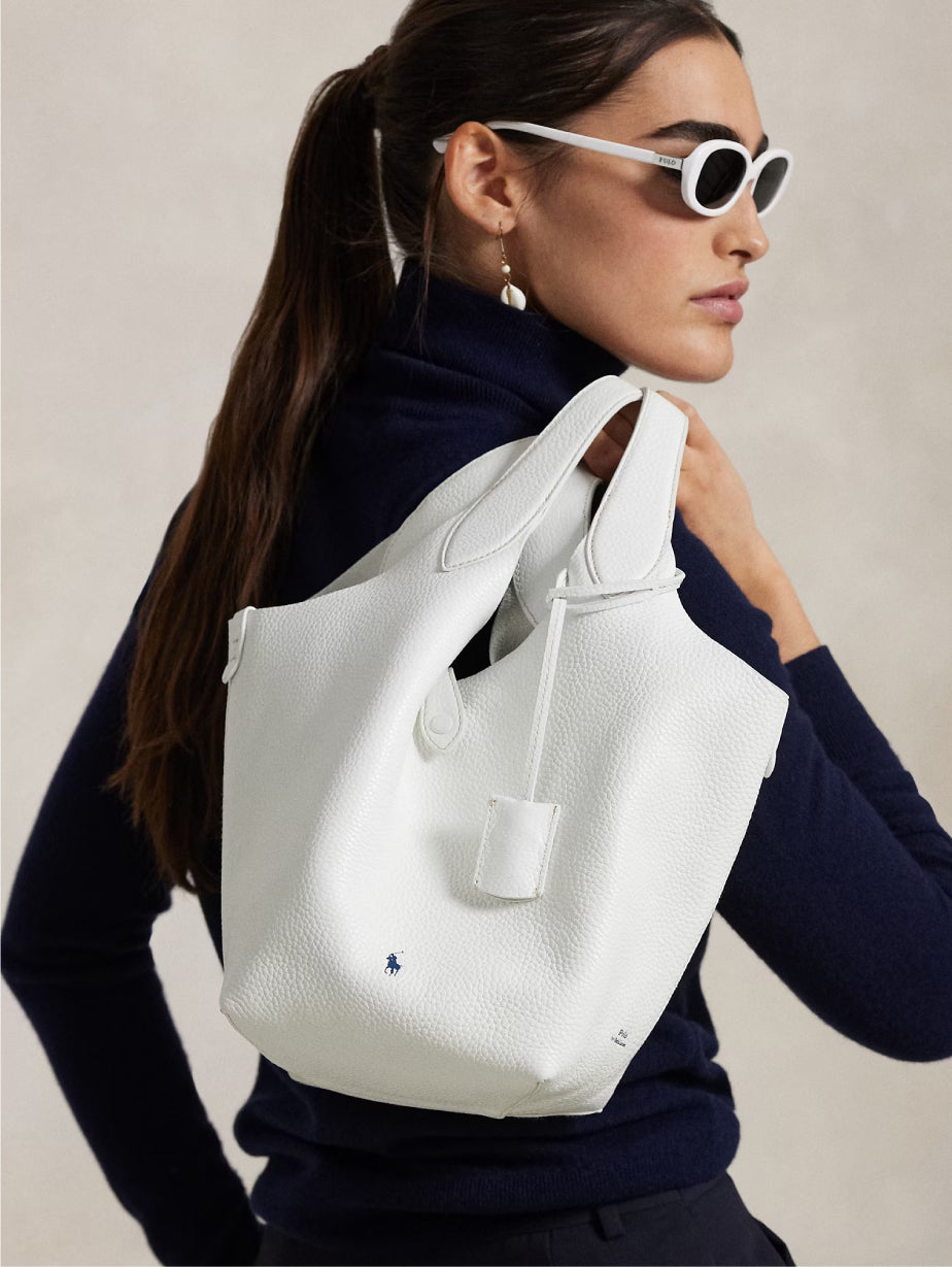 2026 New Arrival Borsa in Pelle Martellata Bianco