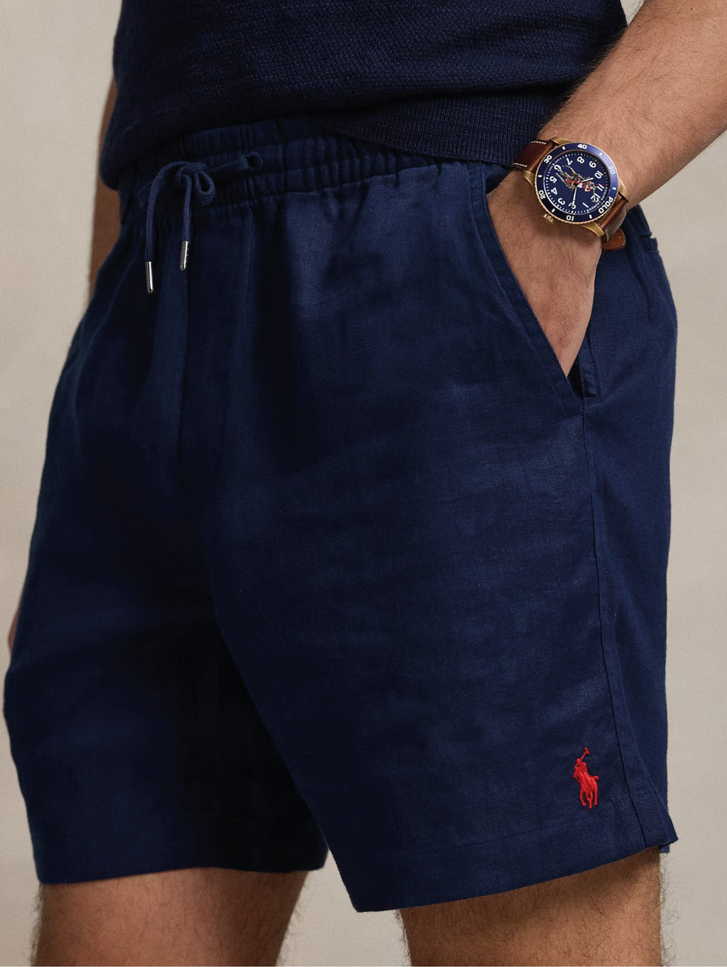 2026 New Arrival Bermuda con Elastico in Lino Blu