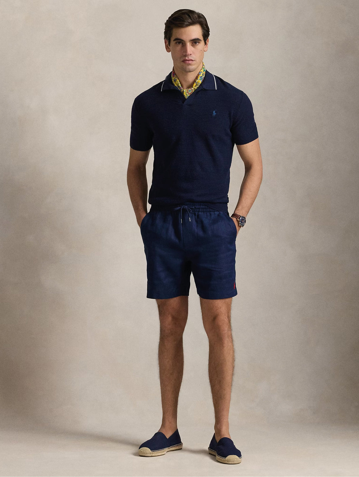 2026 New Arrival Bermuda con Elastico in Lino Blu
