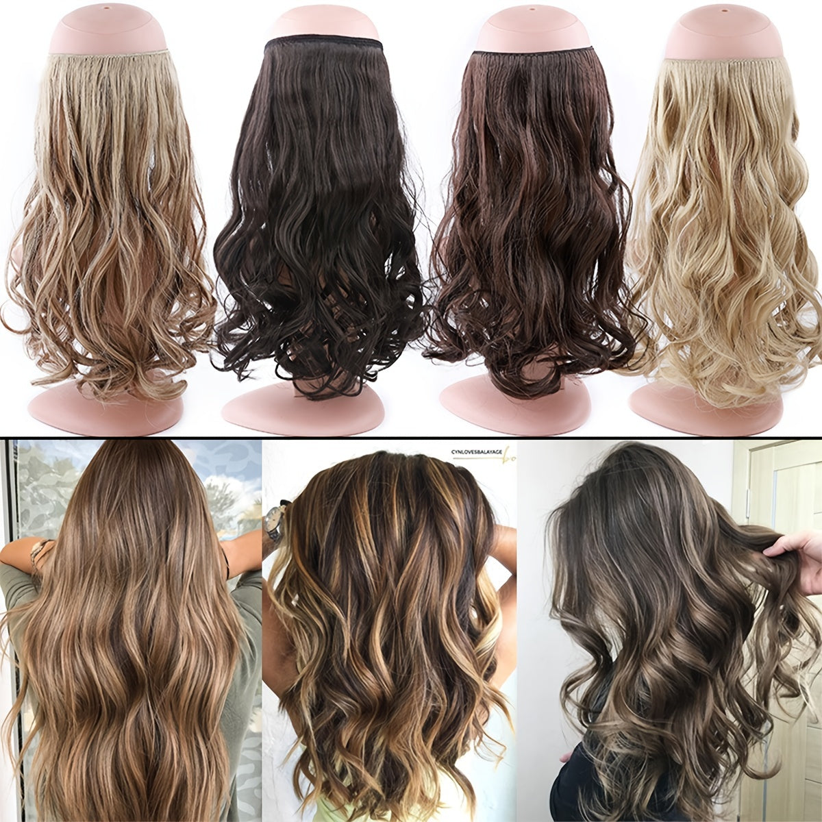 Great sales Hair Extensions Invisible Hair Extensions Secret Hidden Wire Long Curly Hair Pieces For Women Synthetic