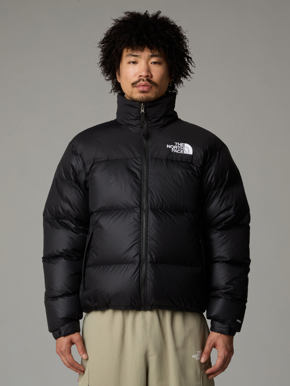 Giacca Retro Nuptse in Tessuto Ripstop Lucido Nero