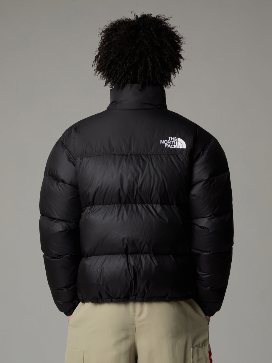 Giacca Retro Nuptse in Tessuto Ripstop Lucido Nero