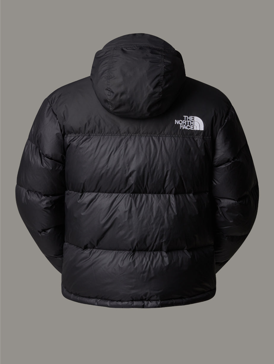 Giacca Retro Nuptse in Tessuto Ripstop Lucido Nero