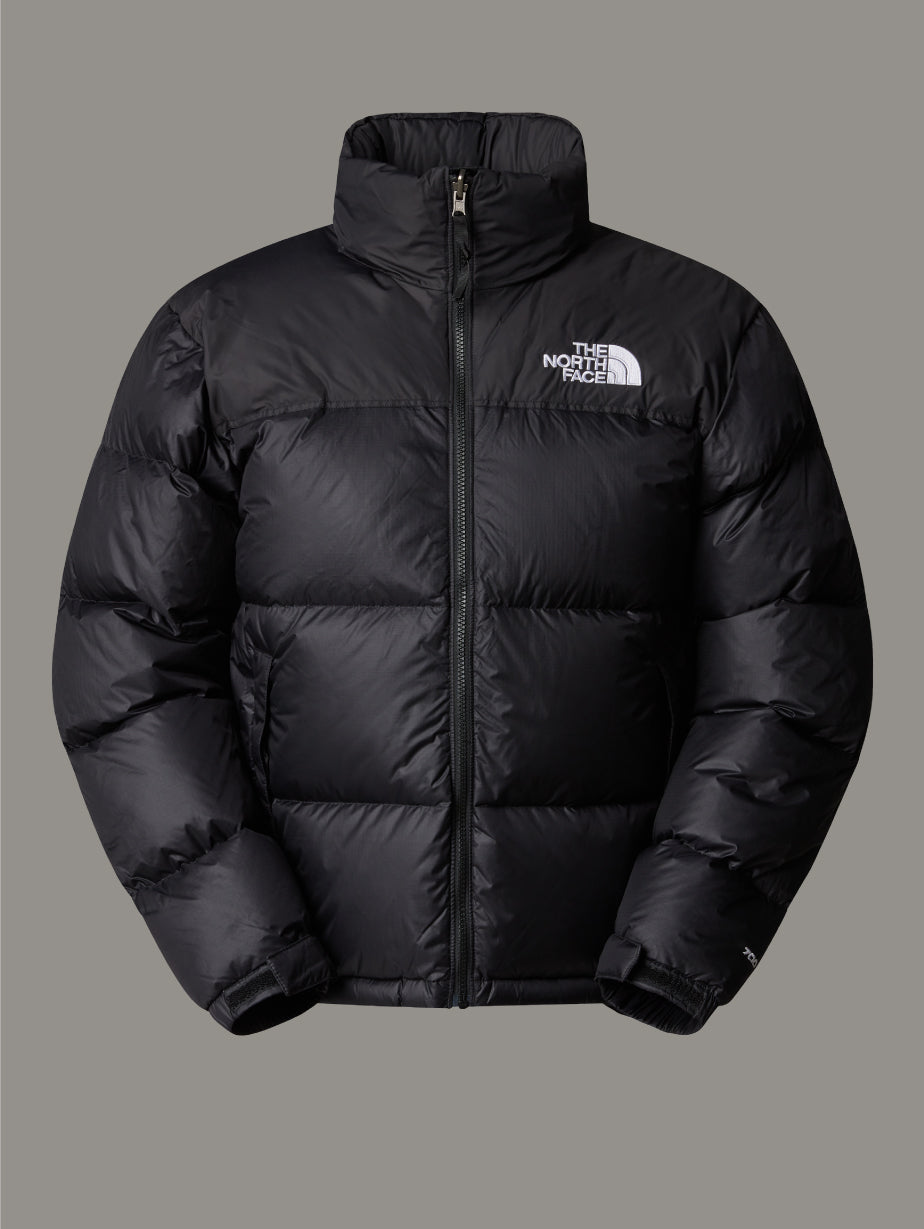 Giacca Retro Nuptse in Tessuto Ripstop Lucido Nero