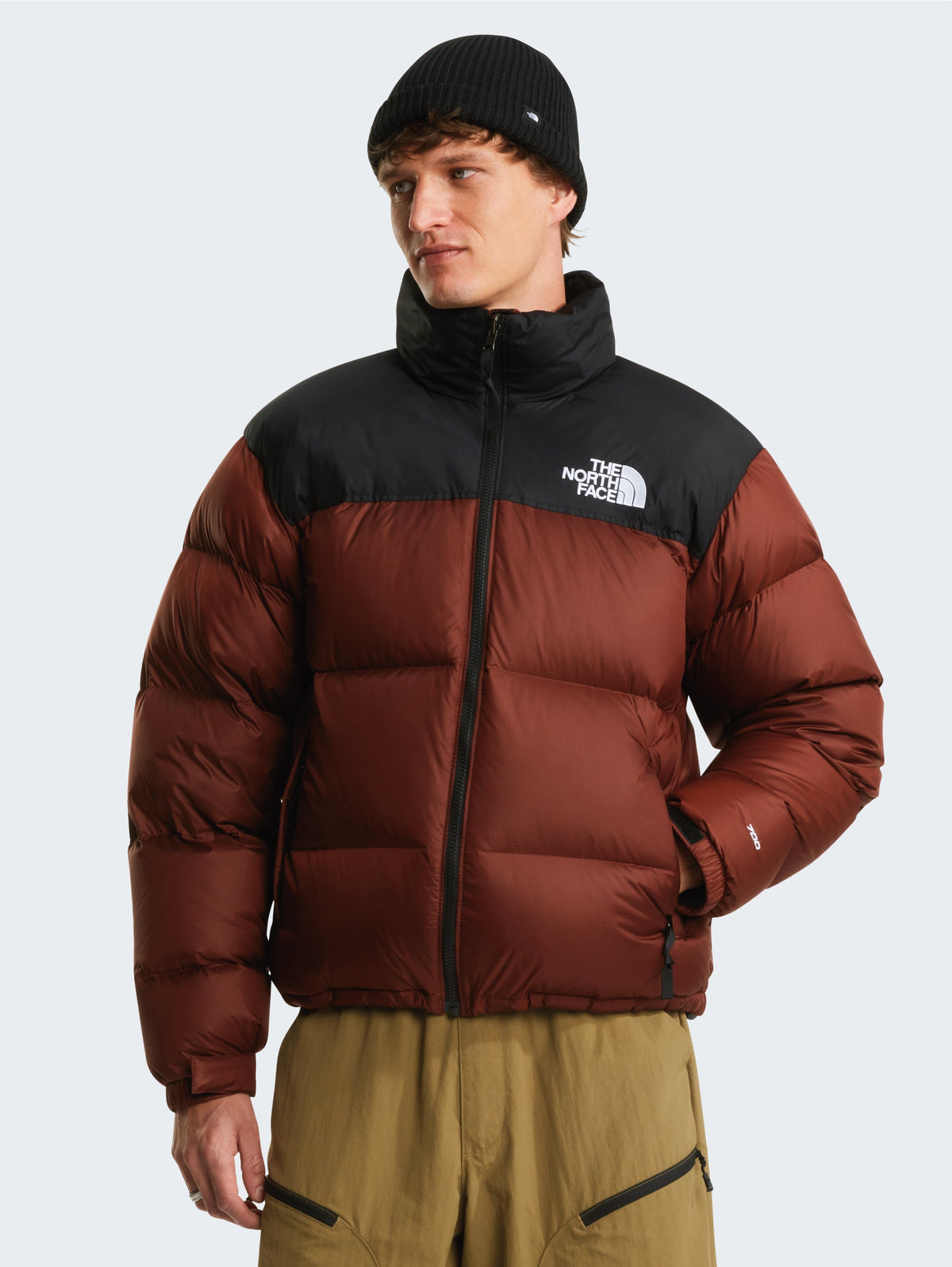 Giacca Retro Nuptse in Tessuto Ripstop Lucido Brace