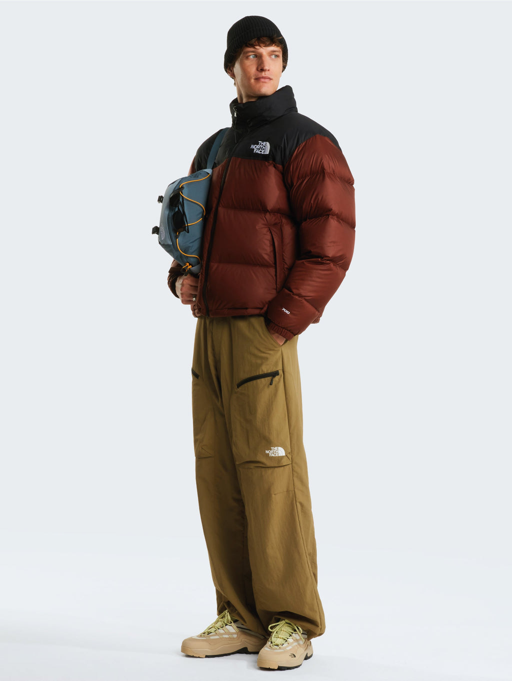 Giacca Retro Nuptse in Tessuto Ripstop Lucido Brace