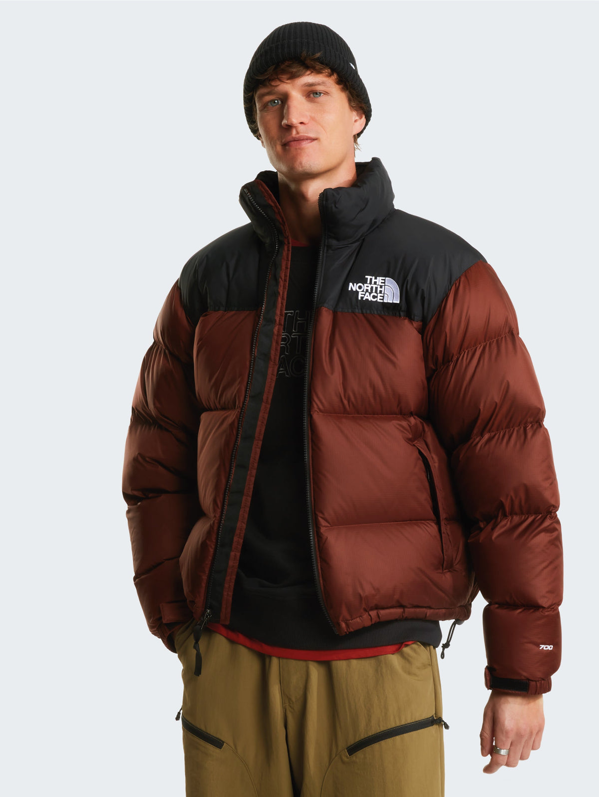 Giacca Retro Nuptse in Tessuto Ripstop Lucido Brace