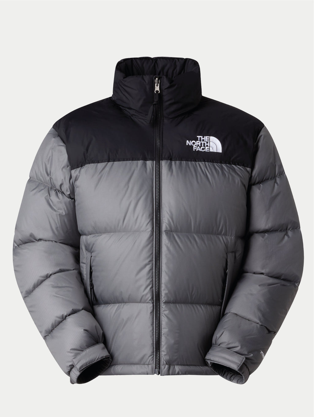 Giacca Retro Nuptse in Tessuto Ripstop Lucido Grigio Fumo