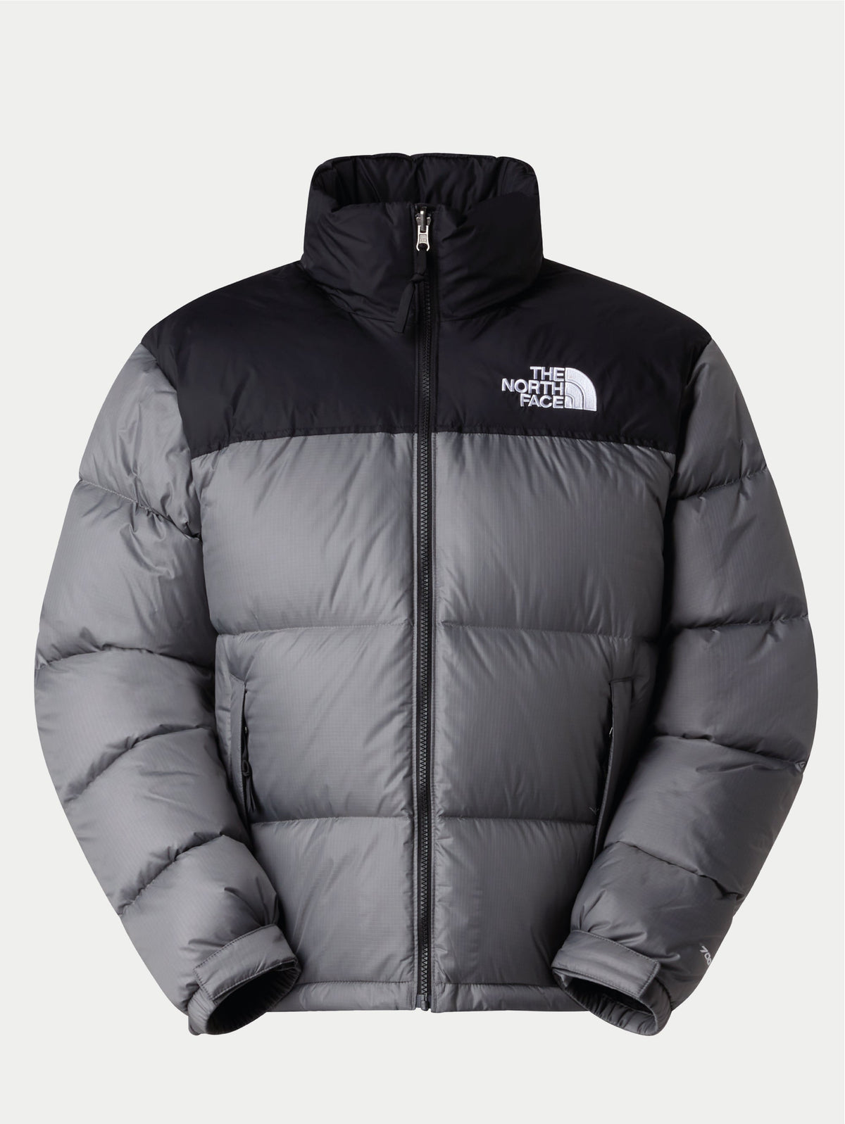 Giacca Retro Nuptse in Tessuto Ripstop Lucido Grigio Fumo