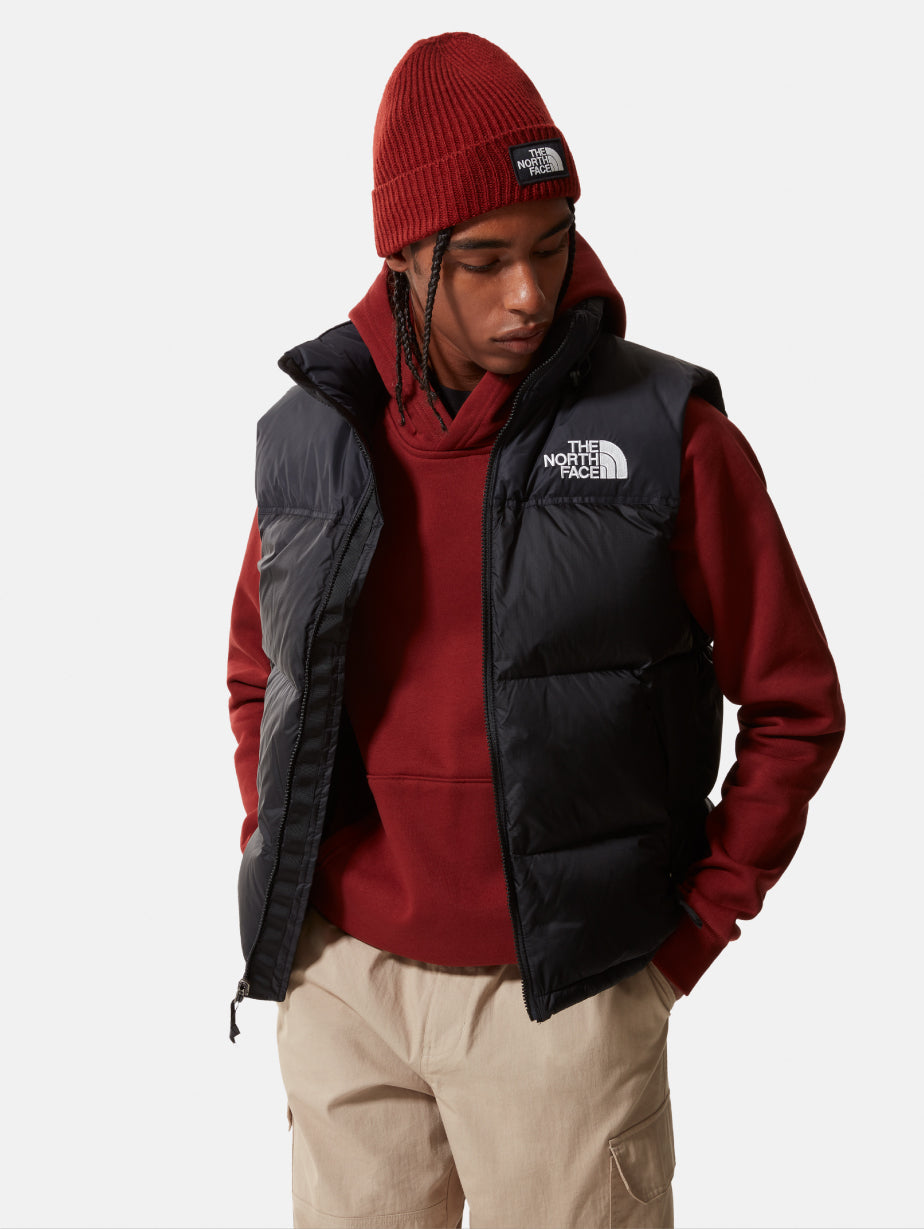 Gilet Retro Nuptse in Tessuto Ripstop Lucido Nero