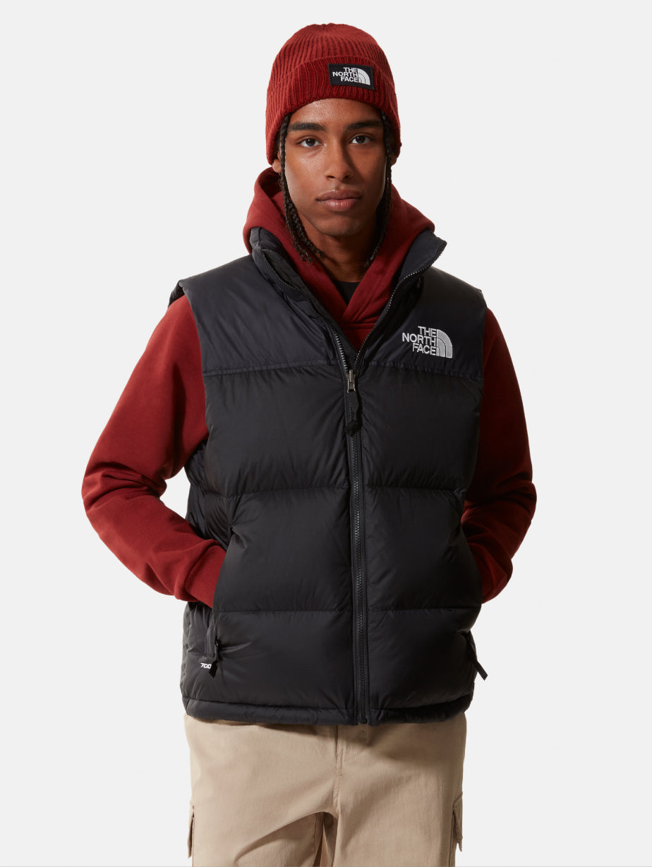 Gilet Retro Nuptse in Tessuto Ripstop Lucido Nero