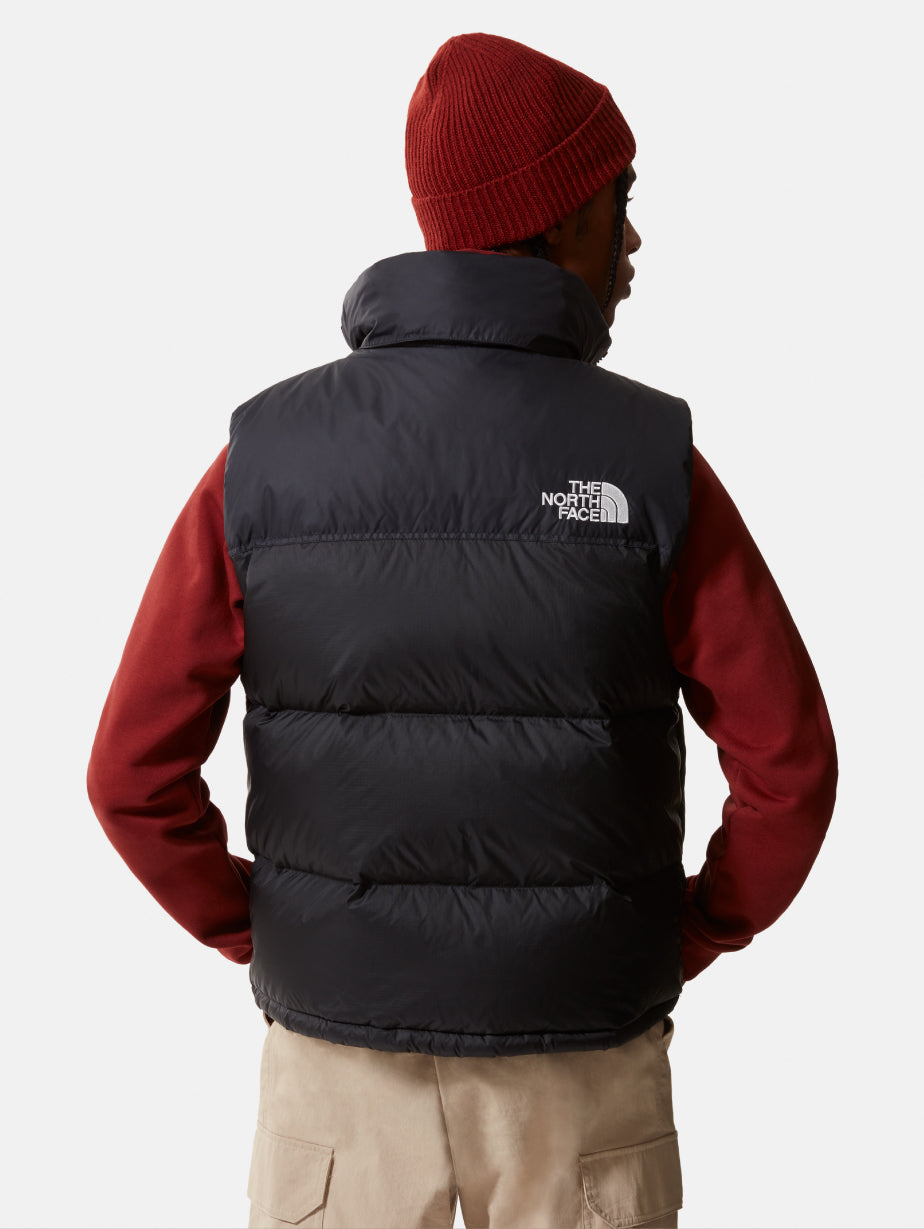 Gilet Retro Nuptse in Tessuto Ripstop Lucido Nero