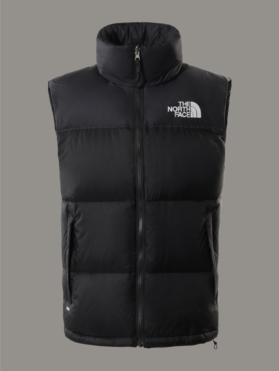 Gilet Retro Nuptse in Tessuto Ripstop Lucido Nero