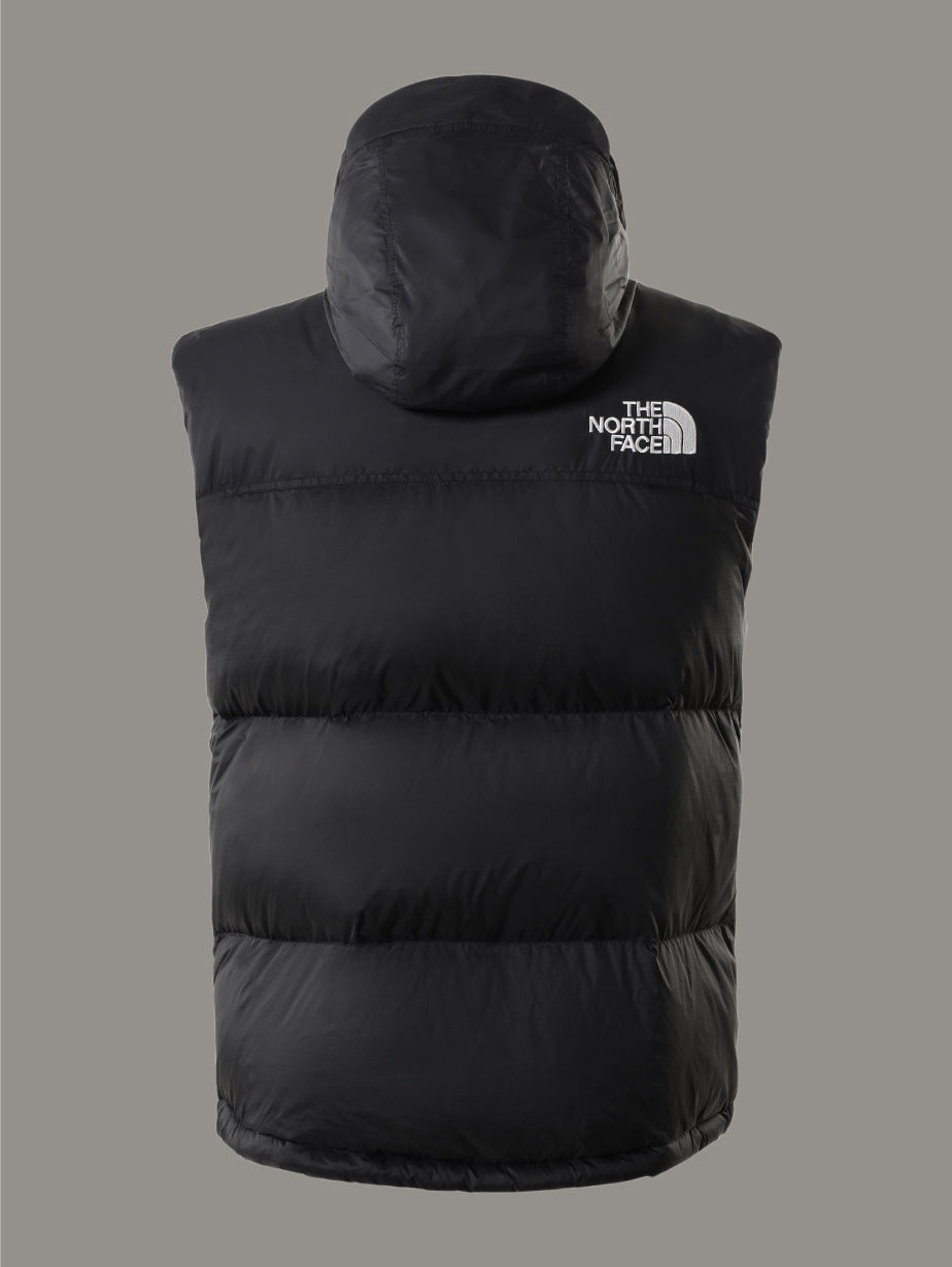 Gilet Retro Nuptse in Tessuto Ripstop Lucido Nero