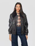 2026 New Arrival Bomber Pilot in Pelle con Collo Furry Testa di Moro