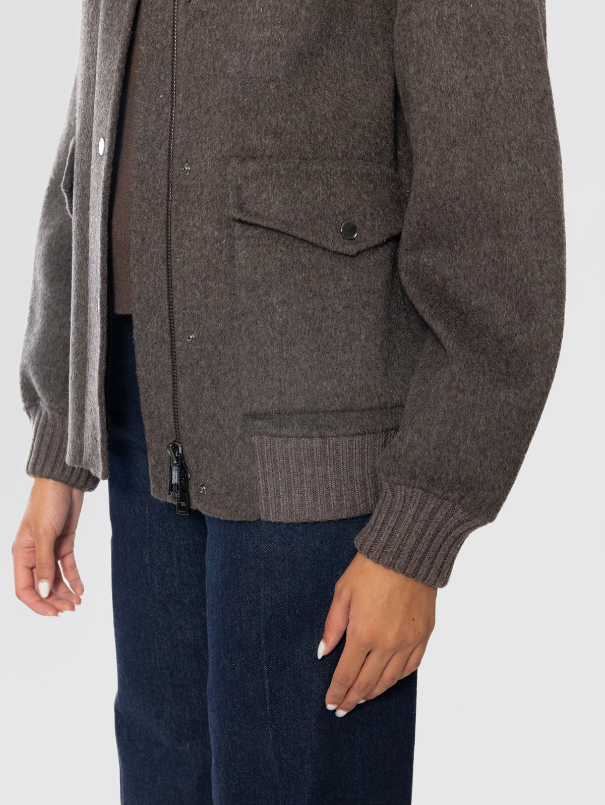 2026 New Arrival Bomber Pilot in Lana con Colletto in Pelliccia Marrone