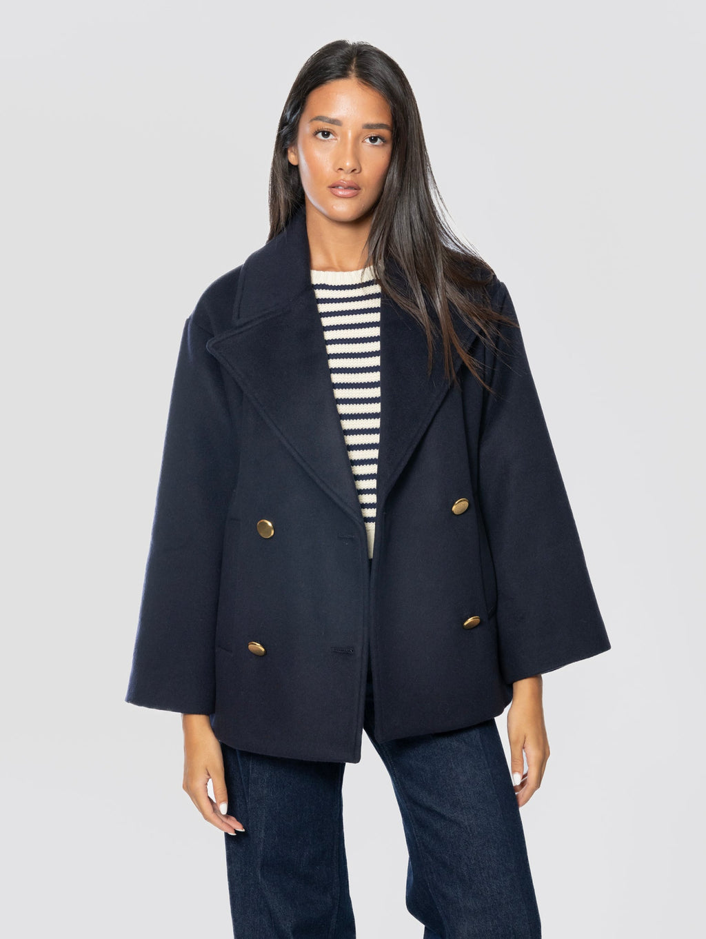 2026 New Arrival Giacca Peacoat Doppiopetto Blu