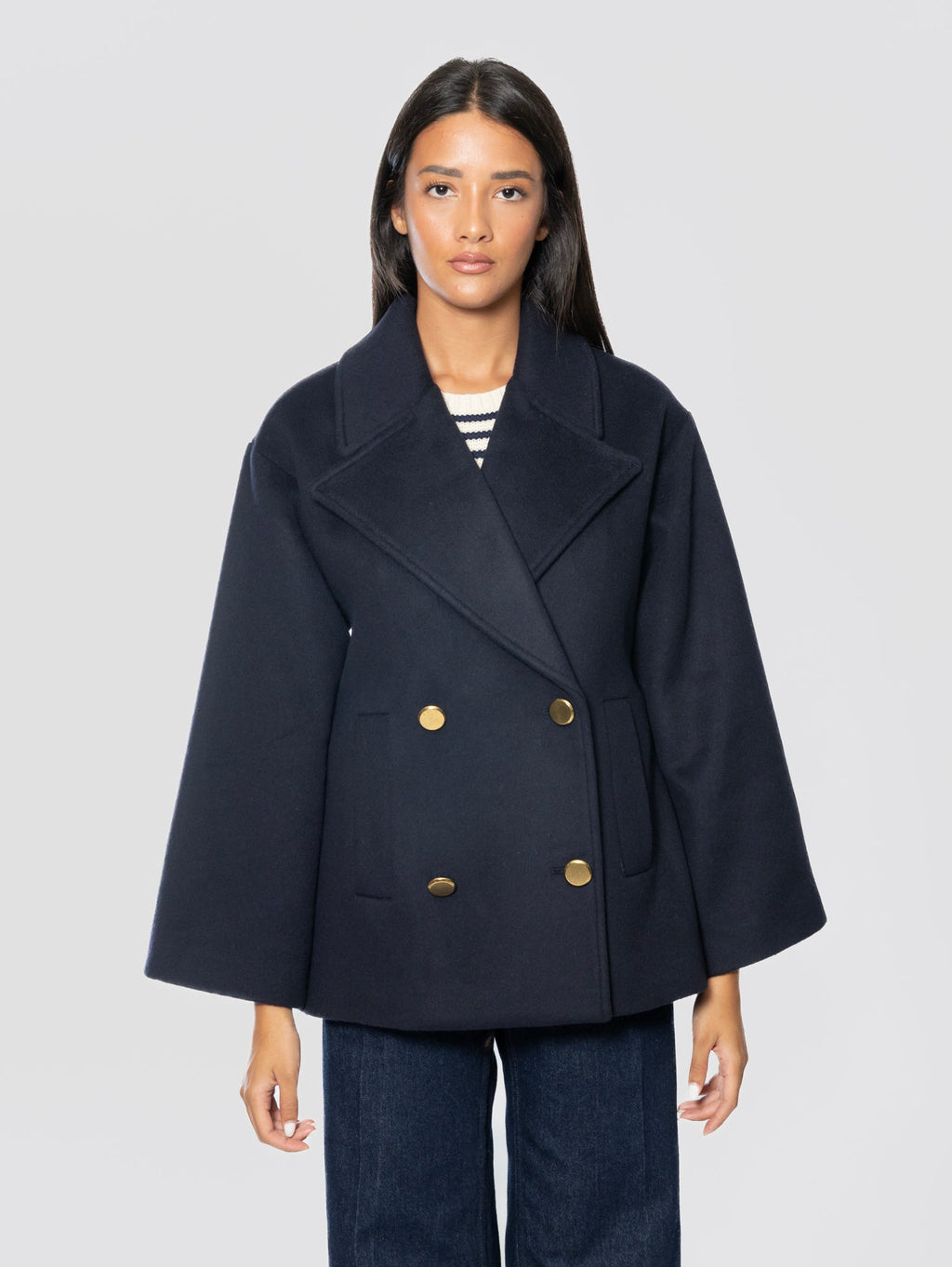 2026 New Arrival Giacca Peacoat Doppiopetto Blu