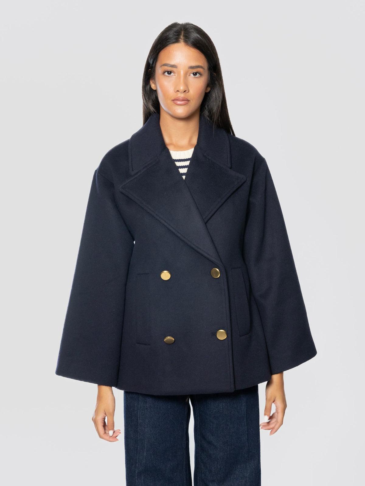 2026 New Arrival Giacca Peacoat Doppiopetto Blu