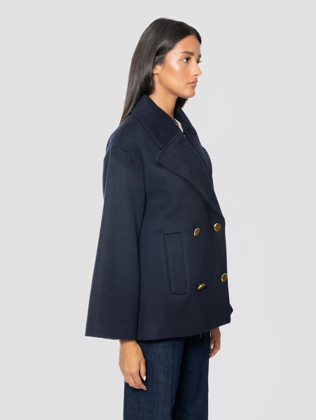 2026 New Arrival Giacca Peacoat Doppiopetto Blu