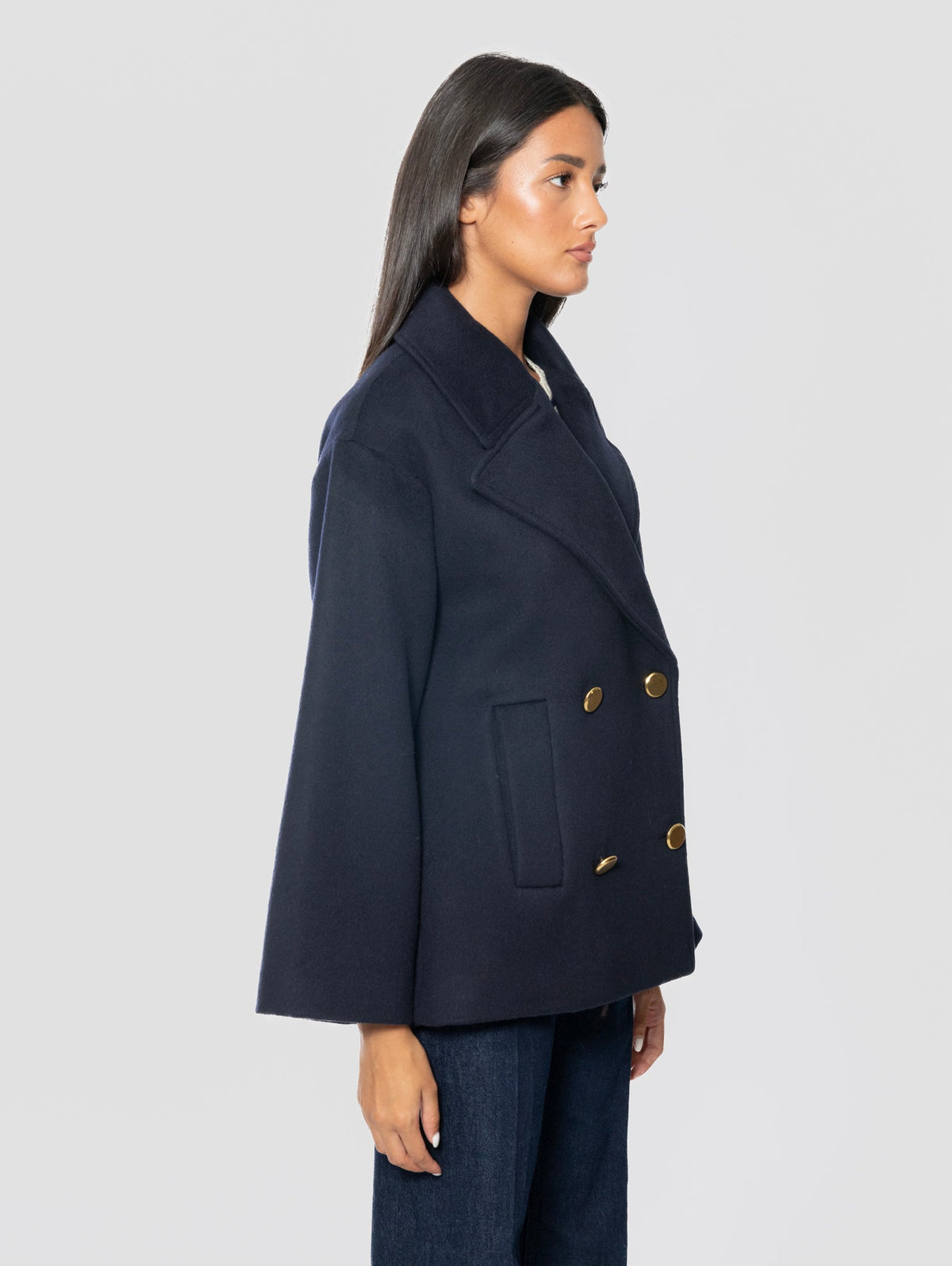 2026 New Arrival Giacca Peacoat Doppiopetto Blu