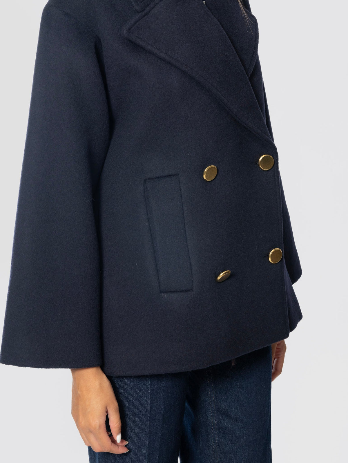 2026 New Arrival Giacca Peacoat Doppiopetto Blu