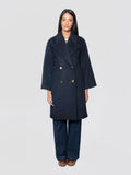 2026 New Arrival Cappotto Doppiopetto in Panno di Lana Blu