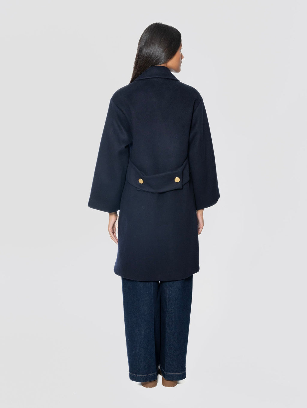 2026 New Arrival Cappotto Doppiopetto in Panno di Lana Blu
