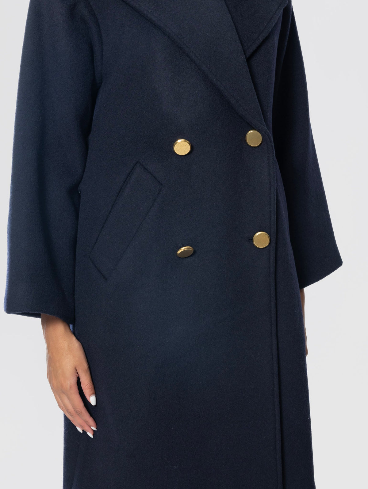 2026 New Arrival Cappotto Doppiopetto in Panno di Lana Blu