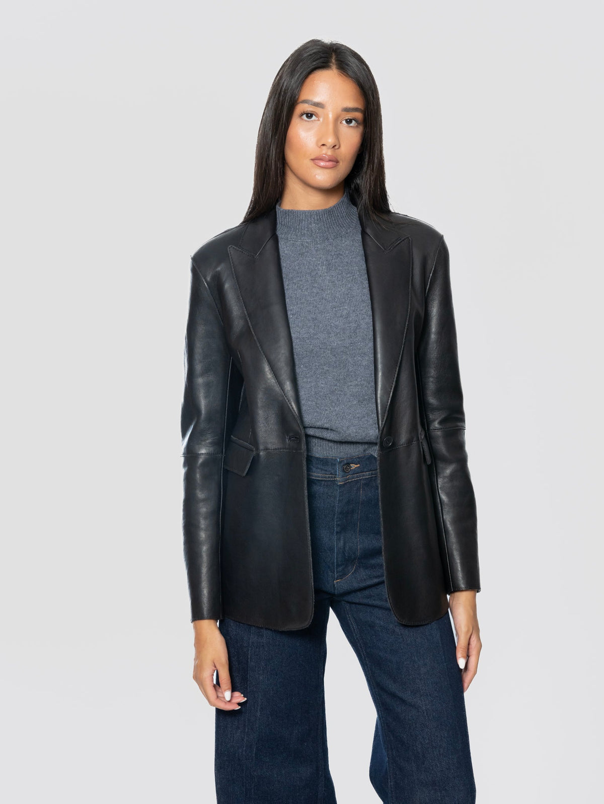 2026 New Arrival Blazer in Pelle d'Agnello Nero