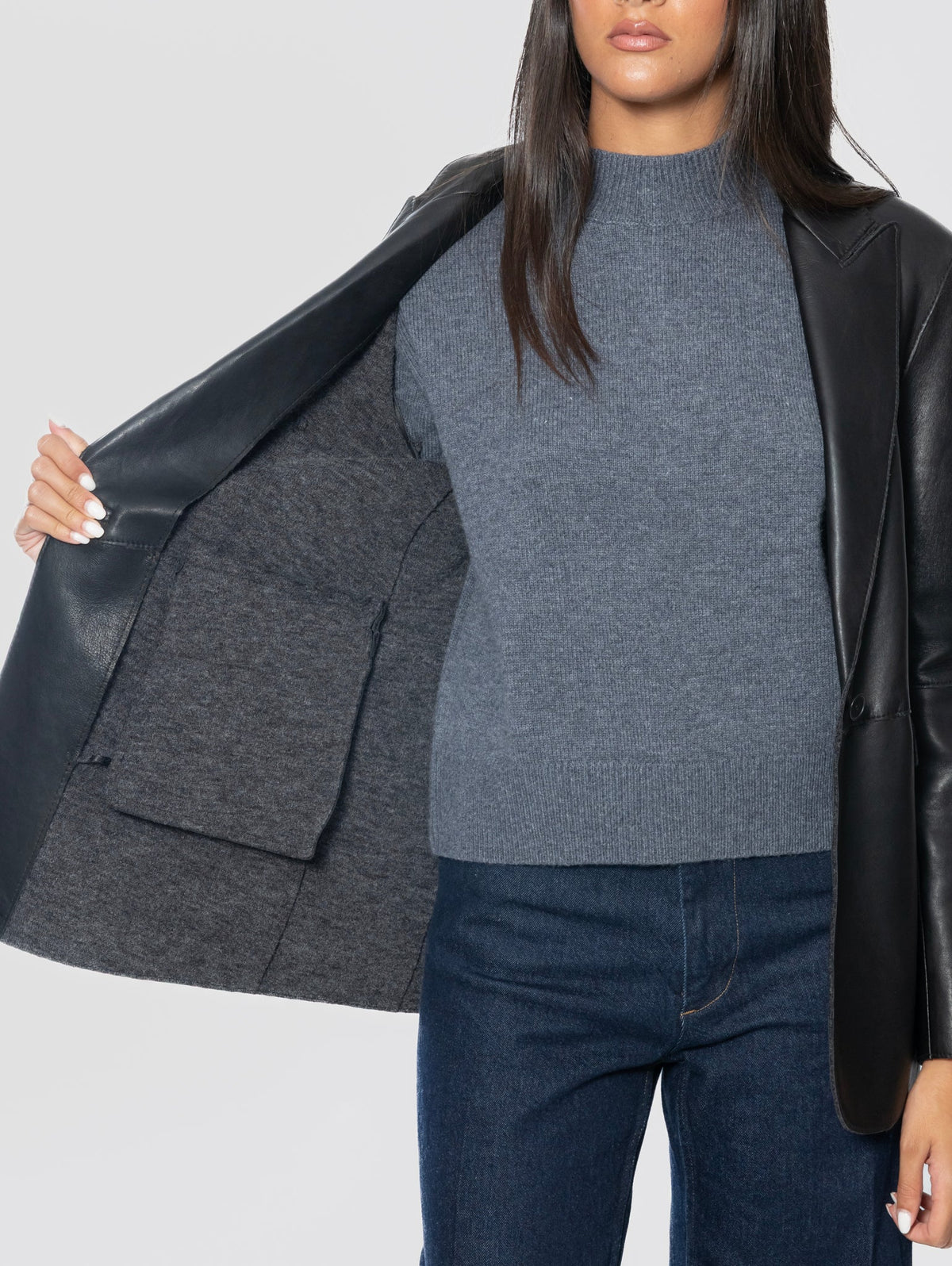 2026 New Arrival Blazer in Pelle d'Agnello Nero